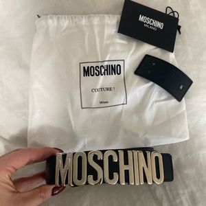 Women’s Black Moschino Couture Belt Size 44 NWT